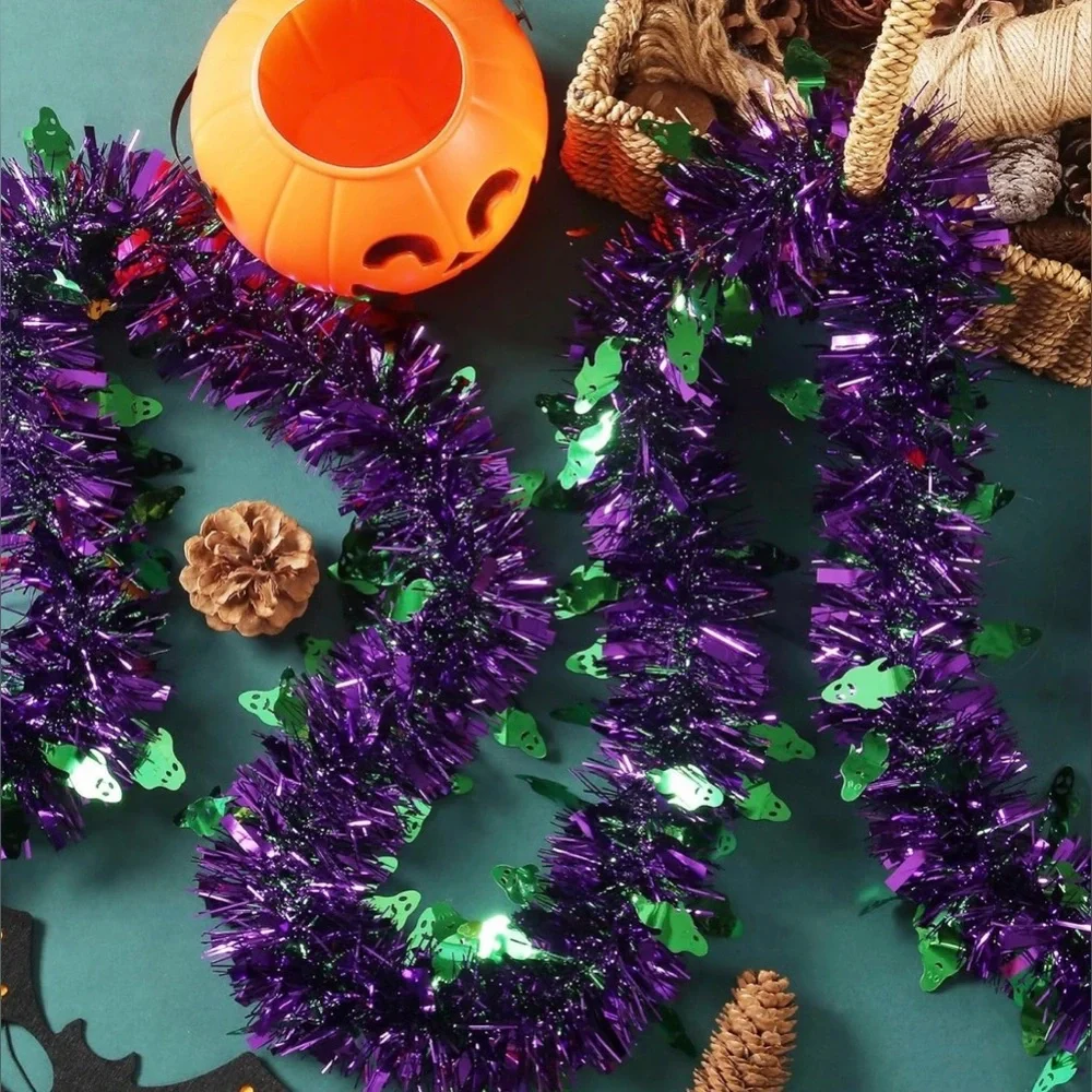 Halloween Garland Ghost Holiday Metallic Tinsel Twist Hanging Party Decorations